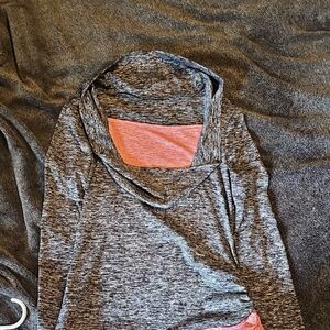 Heather Gray and Coral Women's Hoodie